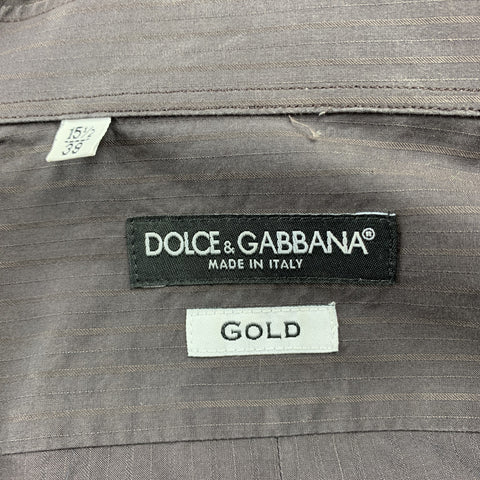 DOLCE & GABBANA Size S Brown Stripe Cotton Button Up Long Sleeve Shirt