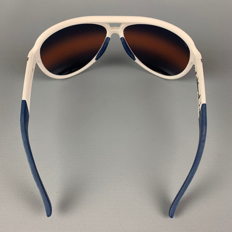 GUCCI Cream Blue Acetate Aviator Singlasses