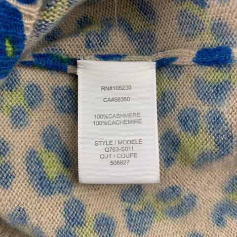EQUIPMENT Size M Taupe & Blue Animal Print Cashmere Pullover