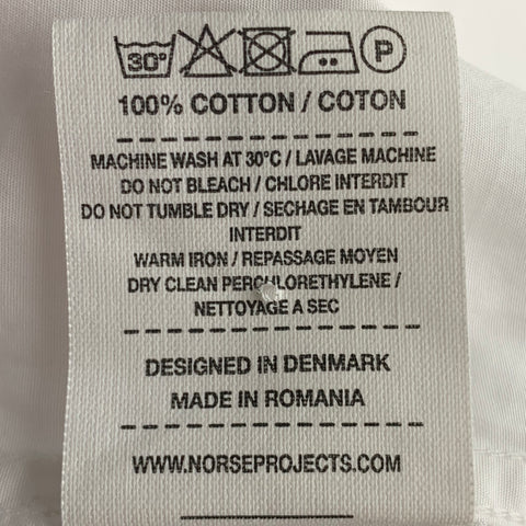 NORSE PROJECTS Camisa de manga larga con botones de algodón liso blanco talla L