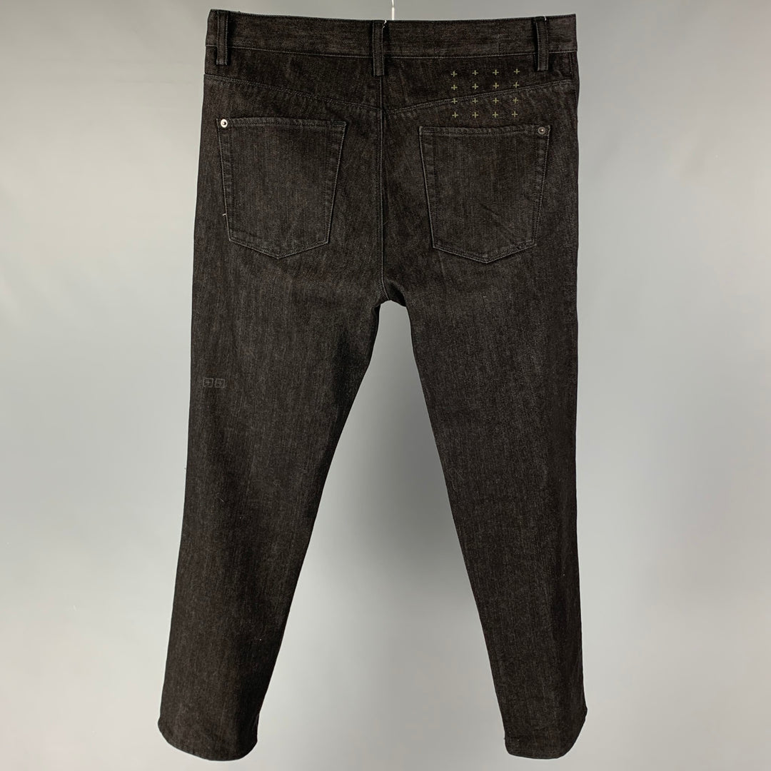 KSUBI Talla 34 Vaqueros rectos con bragueta de botones de algodón negro