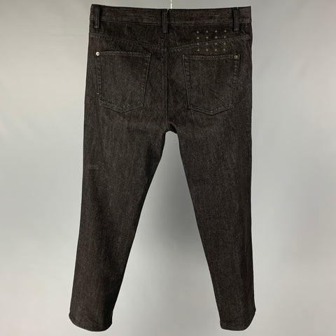 KSUBI Talla 34 Vaqueros rectos con bragueta de botones de algodón negro