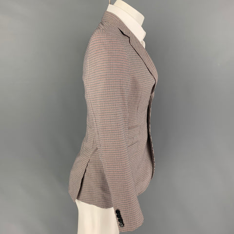 BAND OF OUTSIDERS Size 36 White Navy Red Houndstooth Wool Sport Coat