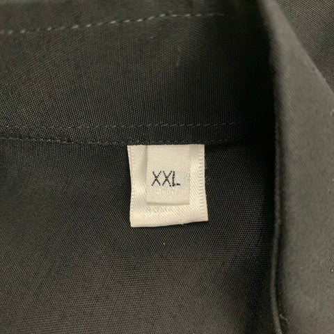 ARMANI COLLEZIONI Size XXL Black Pleated Viscose Button Up Long Sleeve Shirt