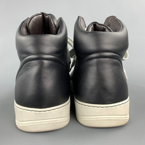 LANVIN Talla 11 / UK 10 Zapatillas altas de cuero negro
