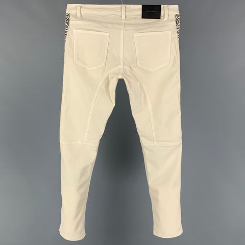 BELSTAFF Size 30 Cream Brown Mixed Fabrics Cotton Blend Slim Low Rise Jeans
