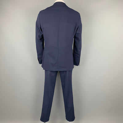LORO PIANA Size 46 Navy Wool Notch Lapel Notch Lapel Suit
