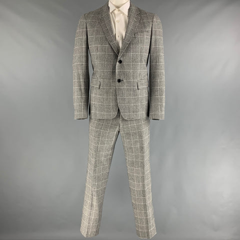 GANT Size 42 Black White Glenplaid Wool Blend Single breasted 36 29 Suit