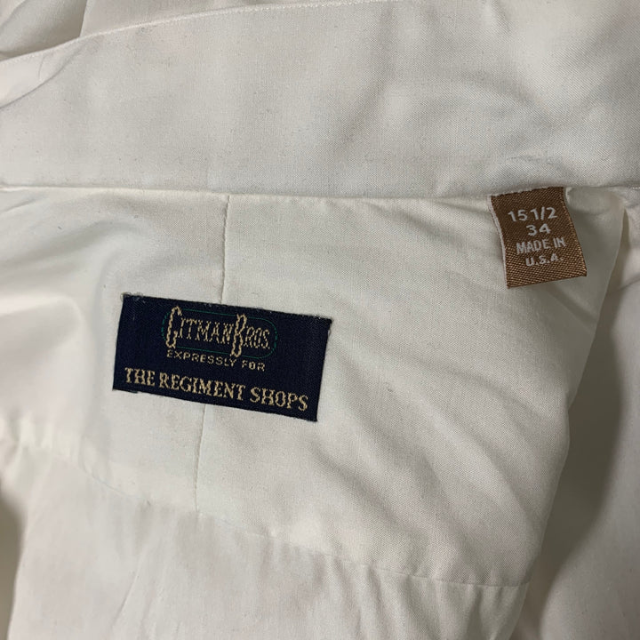 GITMAN BROS Size L White Solid Cotton Tuxedo  Long Sleeve Shirt