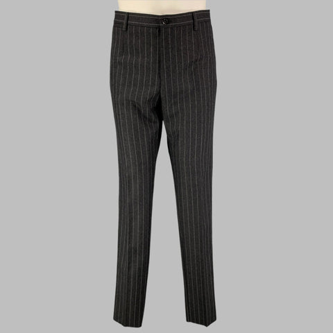 DOLCE & GABBANA Size 40 Regular Gray Chalkstripe Virgin Wool Shawl 3 Piece Suit