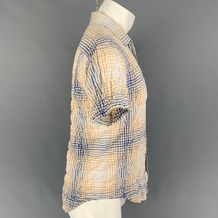 RAG &amp; BONE Taille L Chemise à manches courtes en coton à carreaux beige marine