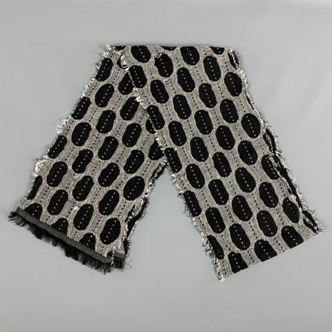 NOT LISTED Black White Woven Viscose Blend Scarf