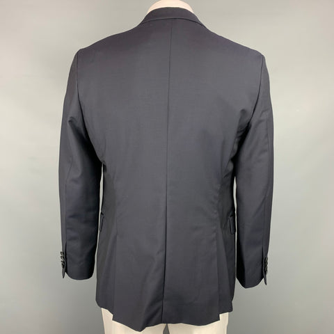 PAUL SMITH The Byard Taille 46 Manteau de sport à revers en laine noire régulière / Mohair Peak