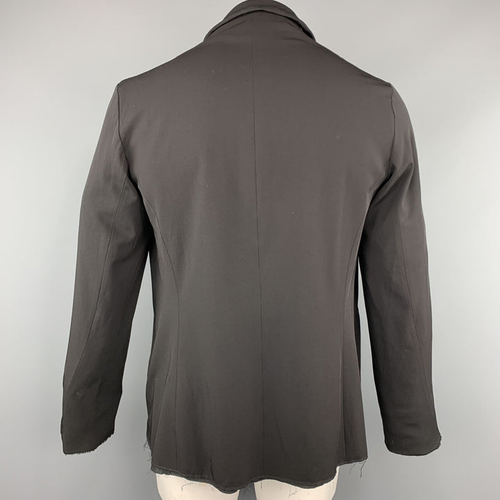 M.A+ Chest Size L Veste noire en coton uni avec fermeture à crochet et œillet
