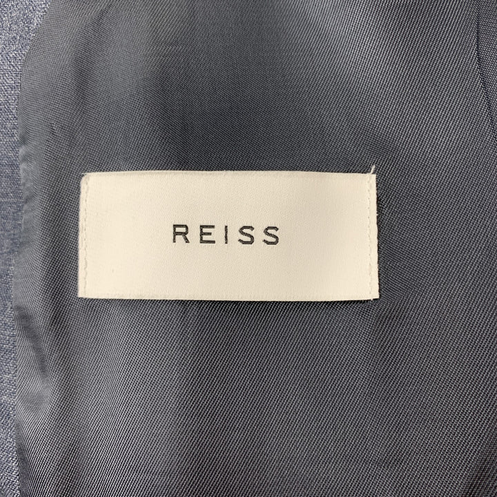 REISS Size 36 Short Blue Wool Notch Lapel Suit