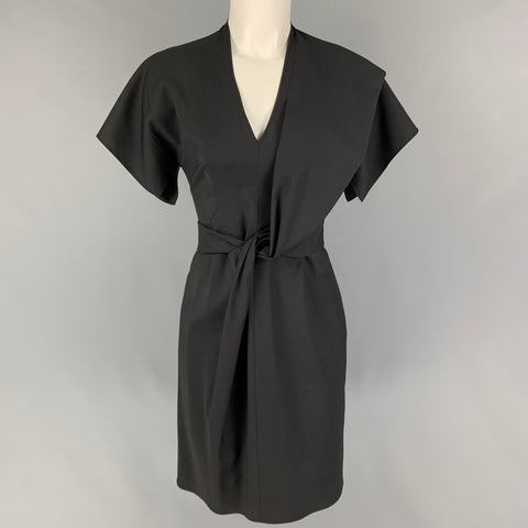 GIVENCHY Talla 6 Vestido de manga corta de lana virgen negro