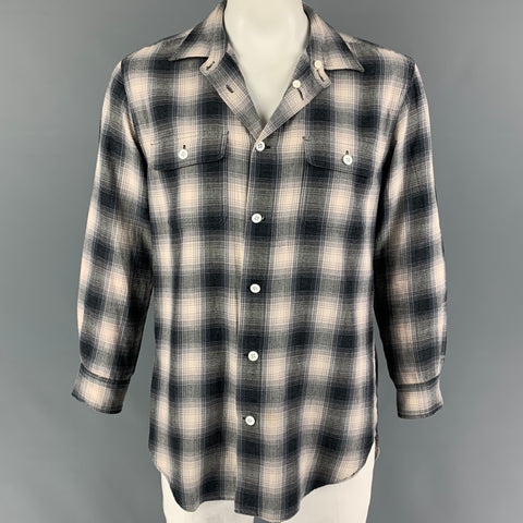 TAKAHIROMOIYASHITA Size One Size Grey Cream Plaid Oversized Long Sleeve Shirt