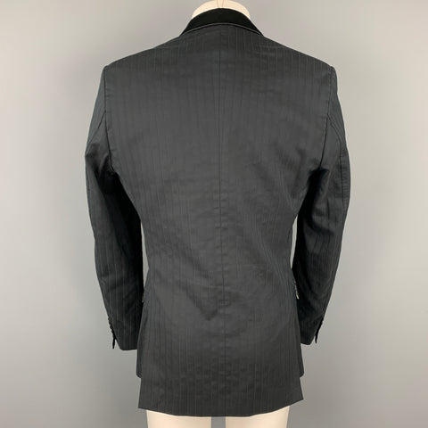 JUST CAVALLI Size 42 Black Stripe Peak Lapel Sport Coat
