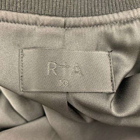 RtA Size XL Black Silk Bomber Jacket
