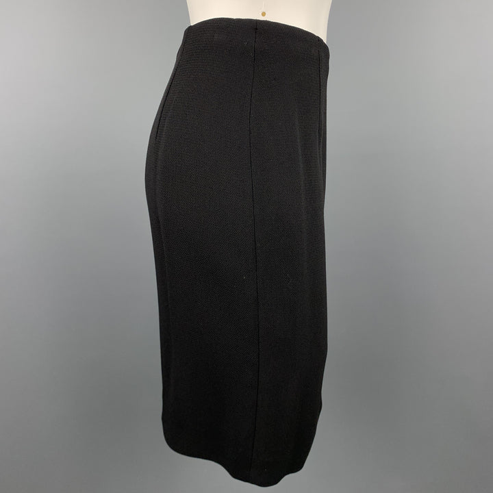GIANNI VERSACE Size 8 Black Textured Pencil Skirt