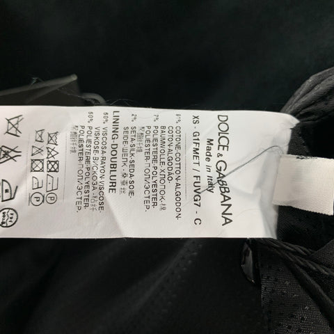 DOLCE & GABBANA Size 40 R Black Velvet Double Breasted 3 Piece Suit
