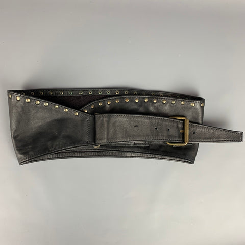 NO BRAND Ceinture large en cuir clouté noir taille S