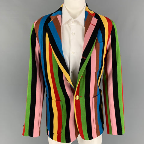 BLAZERS DE REMO Talla 36 Abrigo deportivo de algodón y lana a rayas multicolor