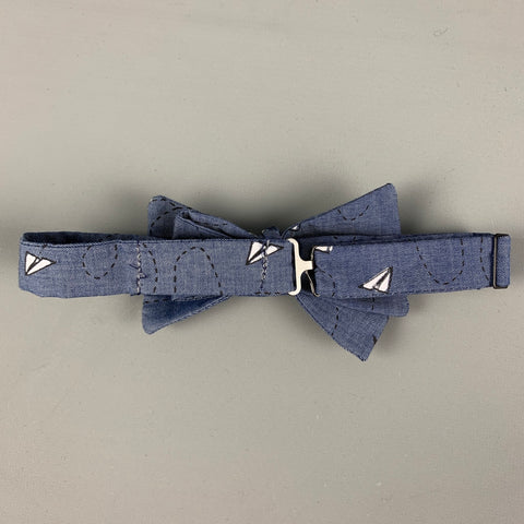 BLADE+BLUE Blue White Paper Plane Print Cotton Bow Tie