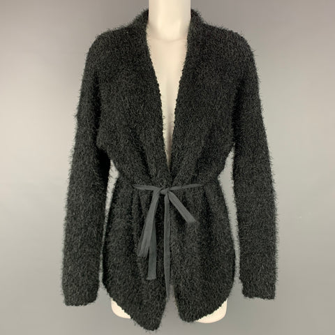 CURRENT AIR Cárdigan con cinturón de acrílico texturizado de punto negro talla XS