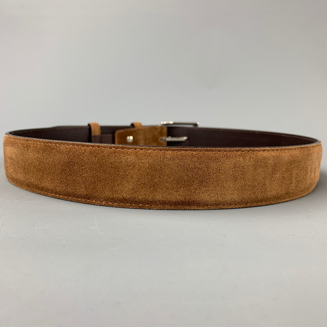 CARMINA Size 36 Brown Suede Leather Belt