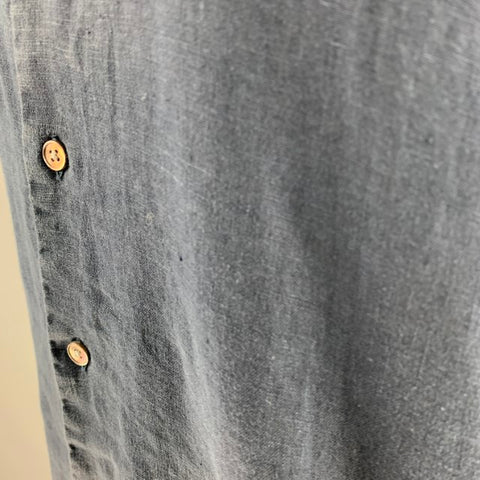 PAUL SMITH Size M Navy Linen Short Sleeve Shirt