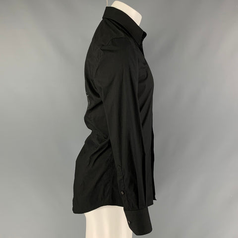 FAITH CONNEXION Size M Black Applique Cotton Blend Button Up Long Sleeve Shirt