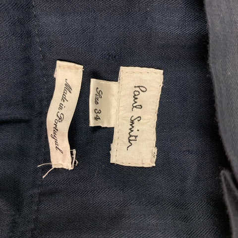 PAUL SMITH Size 34 Navy Wool Single Pleat Dress Pants