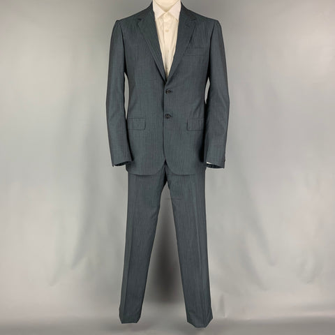 SARTORIO Taille 44 Charbon Rayé Laine Revers Cranté 36 35 Costume