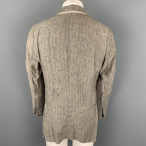 MESSAGERIE Size 38 Grey & Cream Stripe Linen Sport Coat