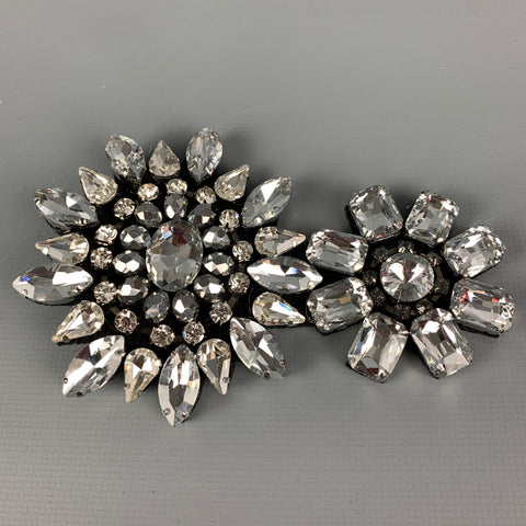 NO BRAND Black Silver Svarowski Crystals Brooch