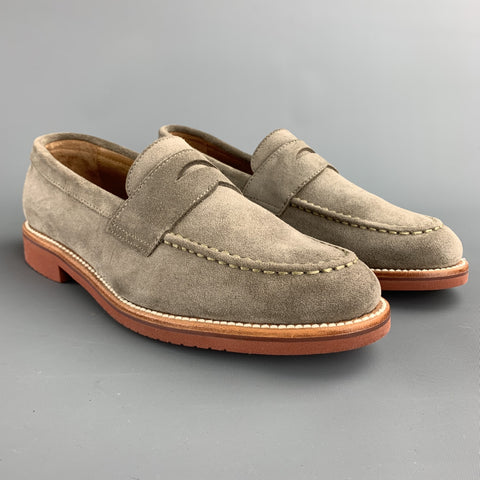 J CREW Size 8.5 Taupe Suede Penny Strap Slip On Loafers