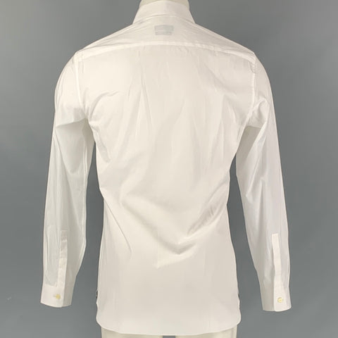 Z ZEGNA Size S White Solid Cotton Tuxedo Long Sleeve Shirt