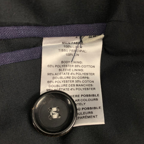 OLIVER SPENCER Size 44 Blue Contrast Stitch Linen Zip Jacket