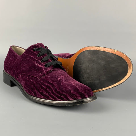ROBERT CLERGERIE Size 8.5 Purple Velvet Jacquard Lace Up Shoes