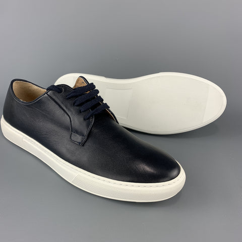 BARNEY'S NEW YORK Baskets basses à lacets en cuir bleu marine taille 13