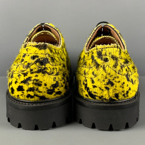 ECKHAUS LATTA x GRENSON Size 10 Yellow Black Animal Print Leather Wingtip Lace Up Shoes