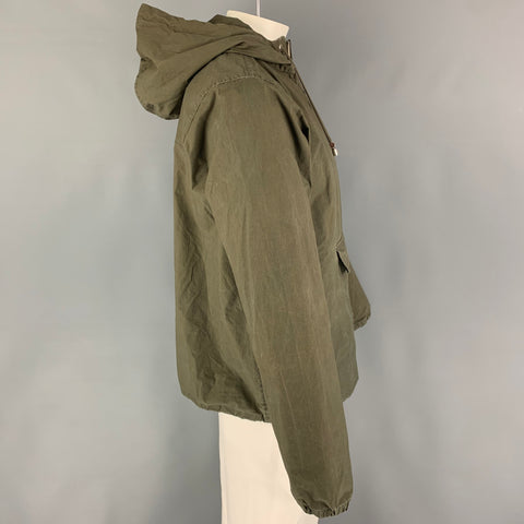DE BONNE FACTURE Size M Green Olive Cotton Hooded Jacket