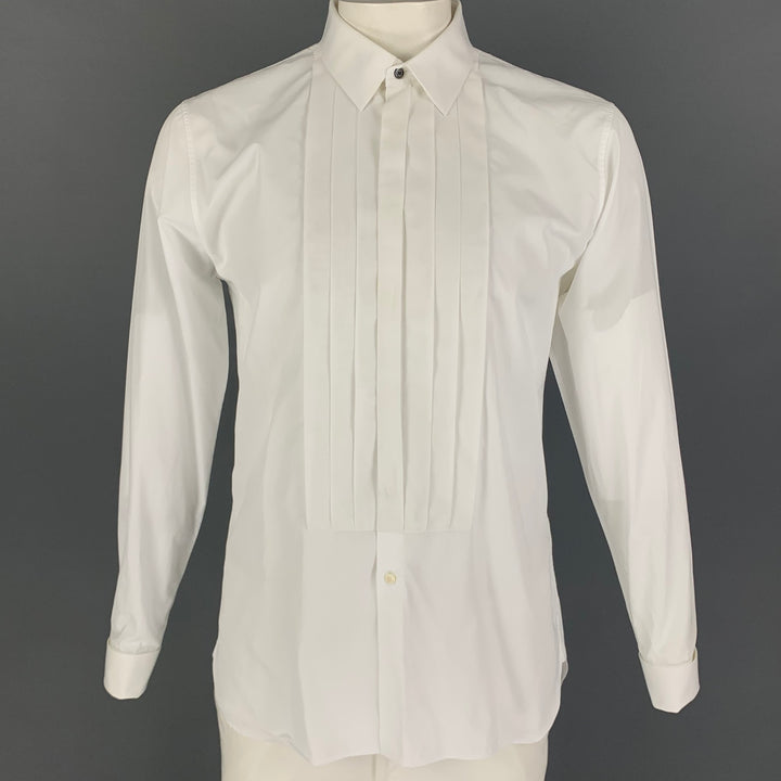 BURBERRY Camisa de manga larga de esmoquin de algodón blanco talla L