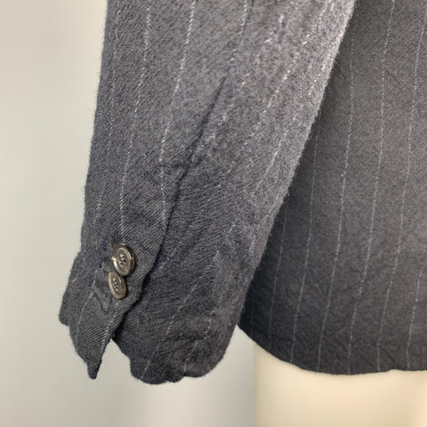 08SIRCUS Size 38 Navy Chalkstripe Wool Notch Lapel Jacket