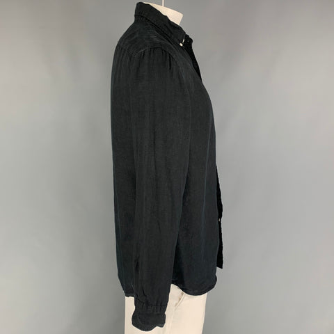 J.CREW Size L Black Linen Long Sleeve Shirt