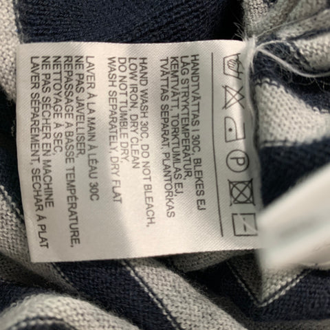 ACNE Size S Navy &  Grey Stripe Cotton and Cashmere Long Sleeve Pullover