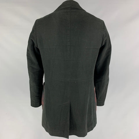 ETRO Size 38 Black Elastic Pockets Double Breasted Coat