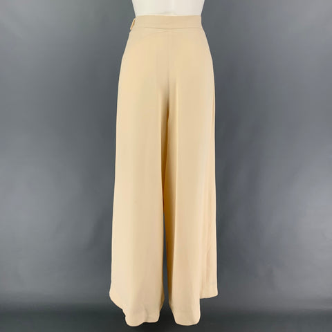 CHLOE Size 8 Cream Silk Wide Leg Dress Pants
