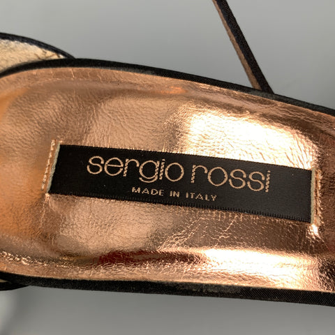 SERGIO ROSSI Talla 5.5 Sandalias con lazo y tiras negras